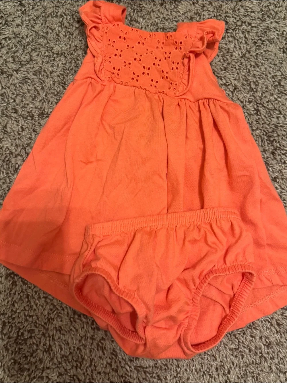 Carter's Yellow Daisy Print Romper & Coral Ruffle Dress Set